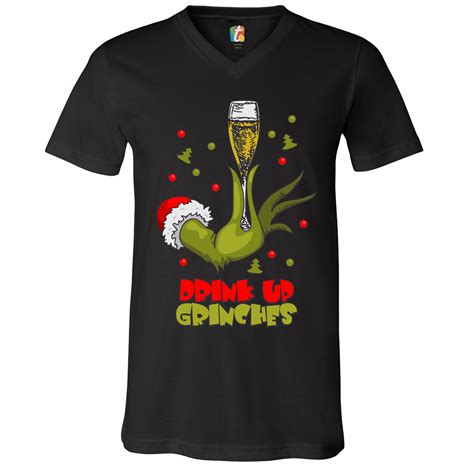 Drink Up Grinches V Neck T Shirt Funny Christmas Drinking Tee Ebay