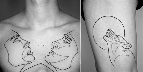 Lineart tattoos for girls, men & women. Tattoo Artist Uses One Continuous Line to Create Beautiful ...