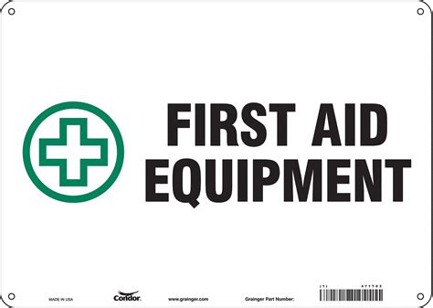 Condor First Aid Sign First Aid Equipment Sign Header No Header