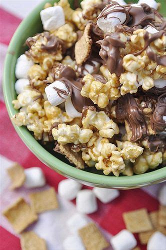 Sweet & simple caramel popcorn that can be made chewy or crunchy in very little. S'mores caramel popcorn! i can add marshmallows, golden ...