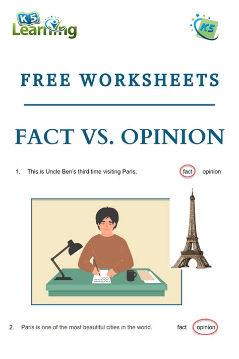 Fact Vs Opinion Worksheet Worksheets For Kindergarten