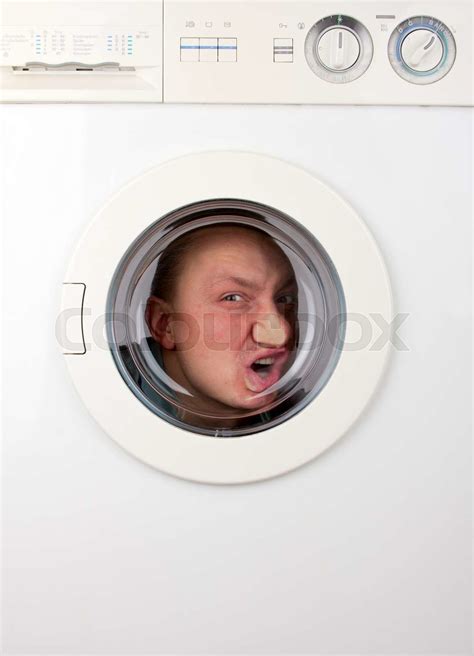 Bizarre Man Inside Washing Machine Stock Image Colourbox
