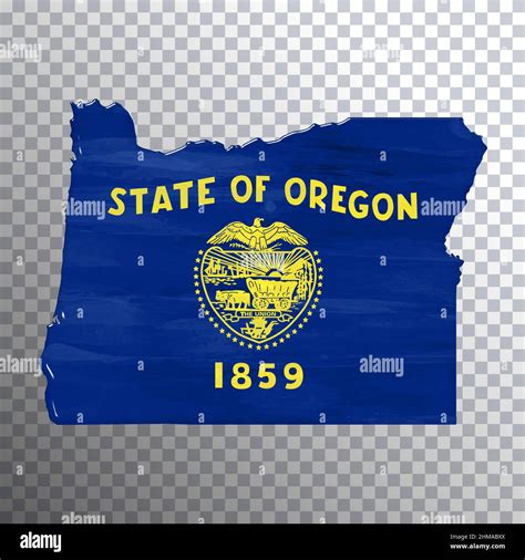 Oregon Flag And Map Transparent Background Clipping Path Stock Photo