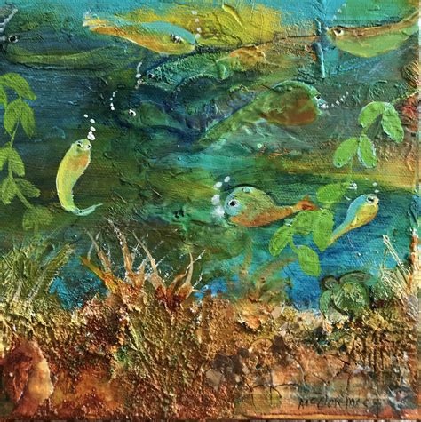 Acrylic Abstract Art Textured Acrylic Original Art Sea Etsy Fish