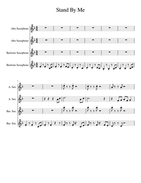 Stand By Me Sheet Music For Saxophone Alto Saxophone Baritone Saxophone Ensemble