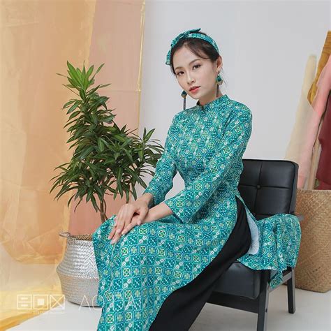 Cotton Ao Dai With Indochine Pattern Áo Dài In Họa Tiết Vietnamese