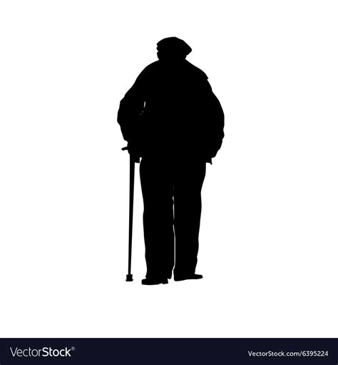 An Old Man With A Cane Silhouette Royalty Free Vector Image
