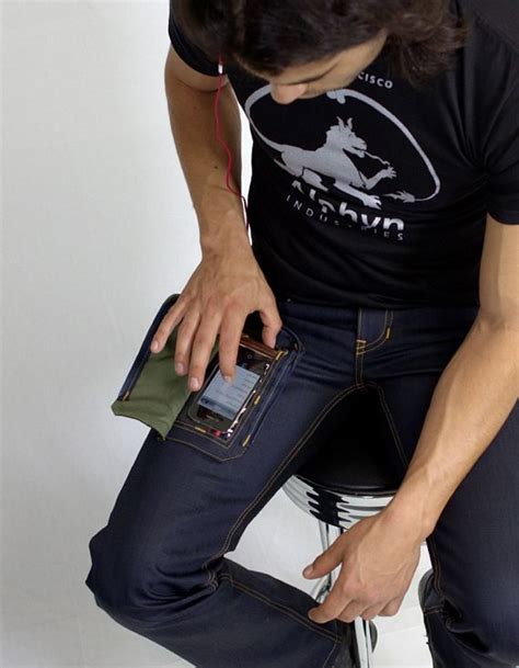 I've placed my iphone in a front pocket briefly on occasion but is not something i would recommend doing. Delta415 Wearcom Jeans Lets You Use Your Phone While It ...