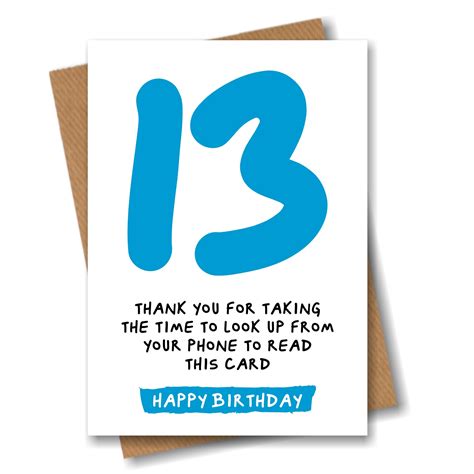 13th Birthday Card Funny Joke For 13 Year Old Etsy Uk