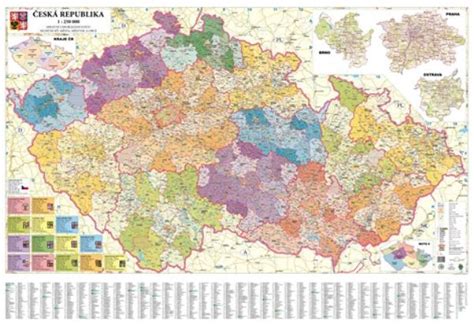 Česká republika obří administrativní mapa 200 x 140 cm