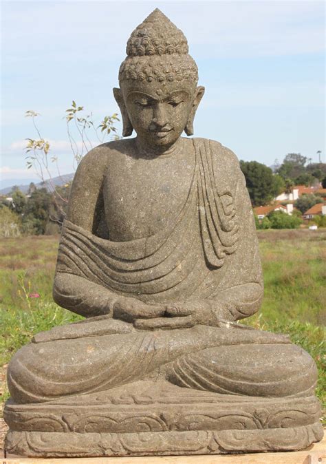 Sold Stone Meditating Buddha Statue Wearing Shawl 32