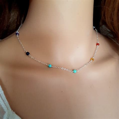 Sterling Silver Chakra Choker Necklace Or Gold Fill Tiny Mm Wire
