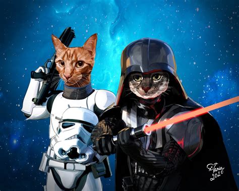 Darth Vader Character Commission Digital Custom Cat Portrait Etsy