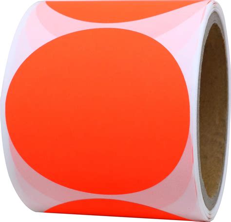 Hybsk Fluorescent Red Round Stickers 3 Inch Color Coding