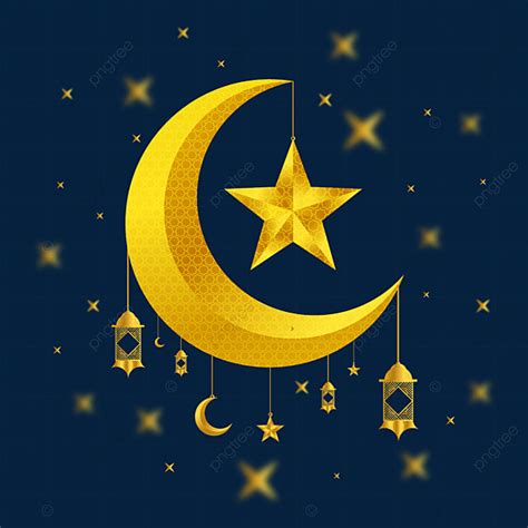 Gambar Bulan Emas Dan Bintang Untuk Ramadhan Kareem Png Ramadhan