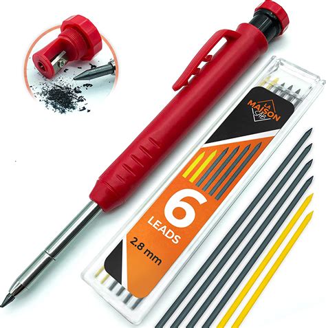 Solid Extendable Carpenter Pencil Set For Construction 7 Leads