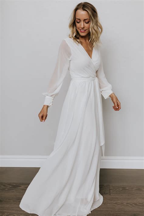 Lydia Maxi Dress Off White White Dress With Sleeves Long White