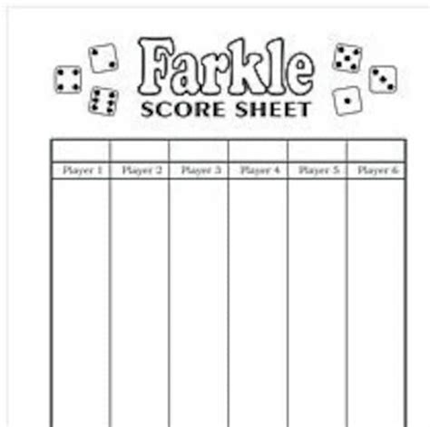 Farkle Scoring Sheet Printable