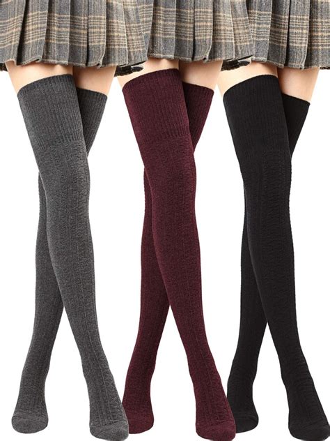 Satinior Winter Thigh High Socks Over Knee High Stockings Thick Long Boot Socks For Women