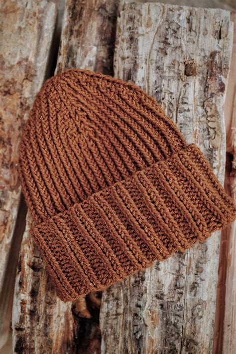 Hickory Beanie Knitting Pattern Mens Ribbed Hat Modern Knitting