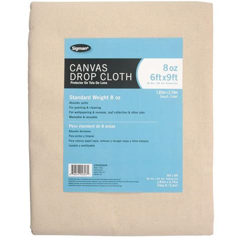 Repels the messiest paint spills, protects valuable carpet and canvas is a classic material for drop cloths. Sigman 5 ft. 9 in. x 8 ft. 9 in., 8 oz. Canvas Drop Cloth ...