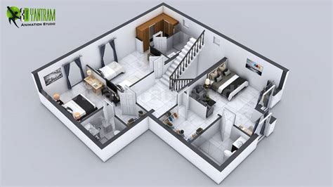 3d Floor Plan Of 3 Story House With Cut Section View By Yantram