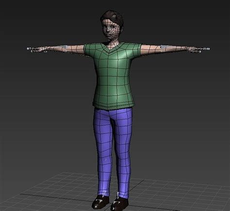 3d Model Rigged Low Polygons Male Character With Clothes And Hair Vr