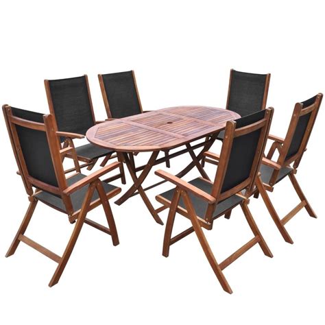 Buy Festnight 7 Piece Wooden Outdoor Patio Dining Set Oval Folding