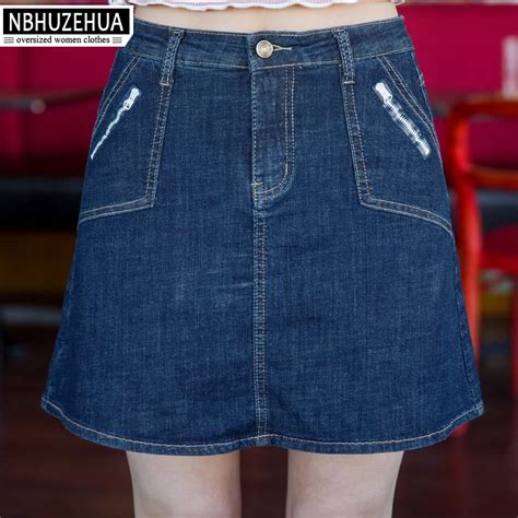 Nbhuzehua T3016 High Waist Denim Skirts Ladies Sexy Summer Skirt Plus Size Elastic Mini Women