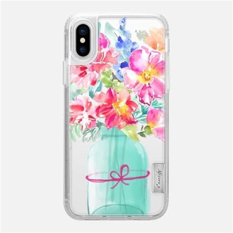 Casetify Iphone X Classic Grip Case Watercolor Flower Jar By Angie