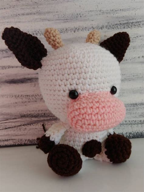 Crocheted Baby Cow Plush Crochet Stuffed Animal Calf Farm Etsy Hong Kong