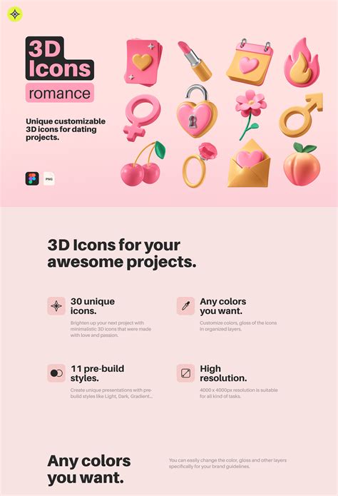 3d Icons Pack Romance On Behance