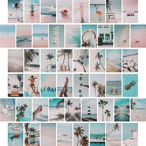 buy airdea blue wall collage kit pink aesthetic pictures summer beach wall art collage kit for