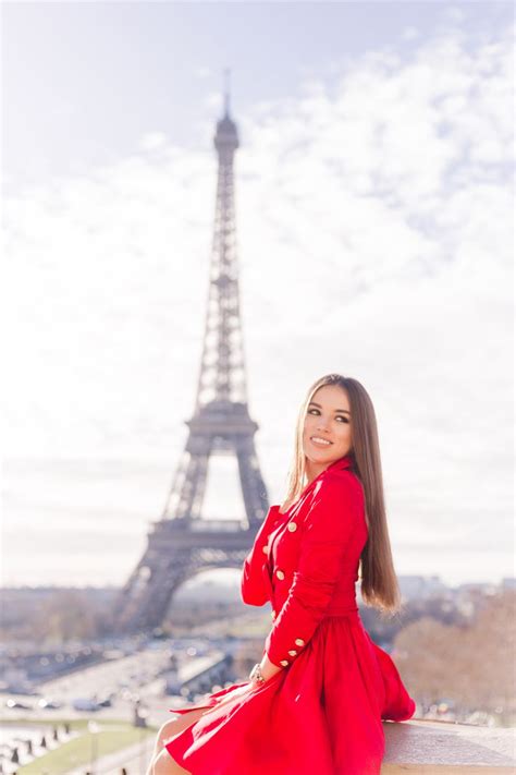 beautiful girl in paris paris photoshoot red