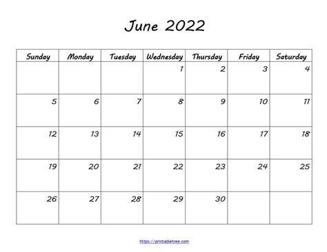 June 2022 Calendar Free Printable Calendar Templates June 2022