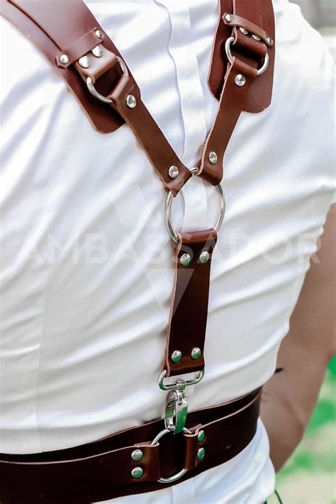 Chest Harness For Men Mens Harness Brown Body Harness Men Etsy