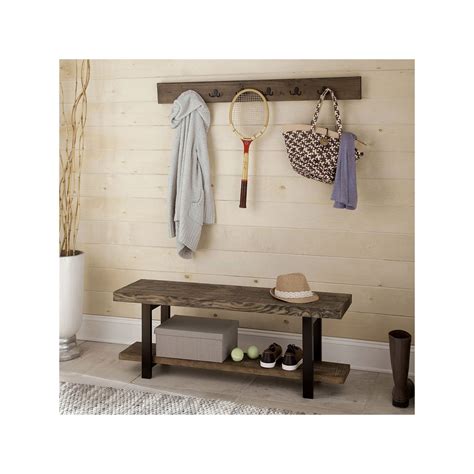 Alaterre Pomona Wood Bench And Coat Hook 2 Piece Set Alaterre Furniture