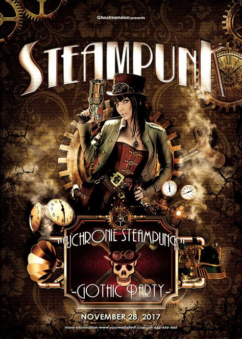 Steampunk Party Poster Template On Behance