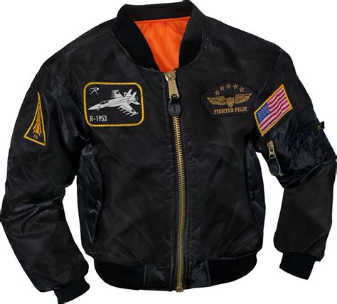 Kids Black Military Top Gun Air Force Ma 1 Bomber Flight Jacket With