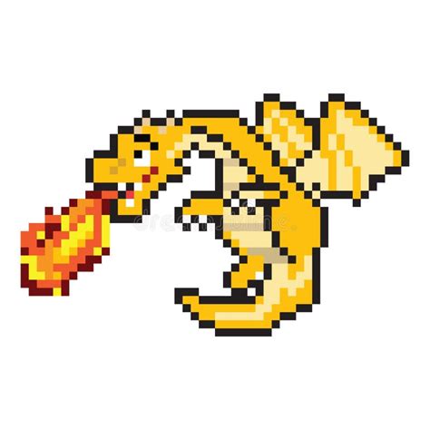 Pixel Art Flying Dragon Dragon Pixel Illustration Vector Cartoon