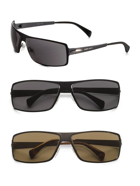 Giorgio Armani Metal Shield Sunglasses In Brown For Men Lyst