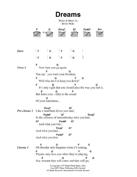 Dreams Fleetwood Mac Chords - Sheet and Chords Collection