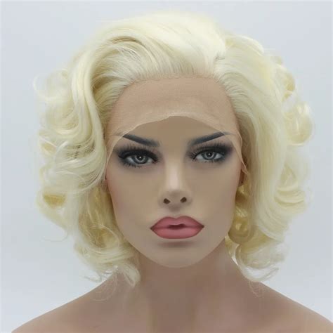 Cheap 10 Wavy 1001613 White Light Blonde Mix Color Synthetic Lace Front Wigs Heat Resistant