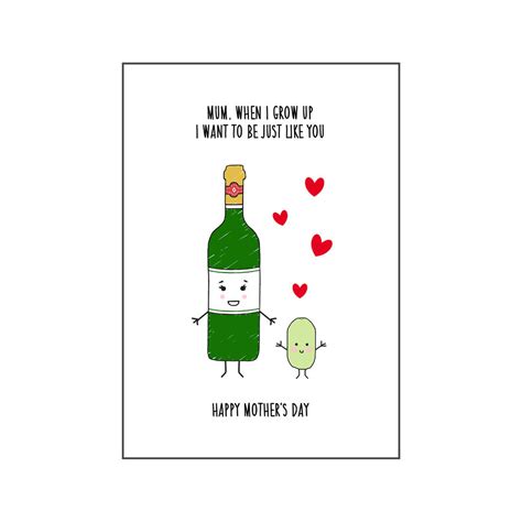 Funny Mothers Day Card Mothers Wine Card Greeting Cards Paper And Party