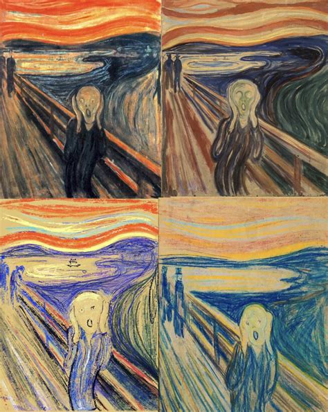 all four of edvard munch s “the scream ” various mediums 1893 1910 r art