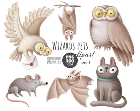 Wizard Animals Png Witch Pets Clipart Owl Magical Halloween Etsy Uk