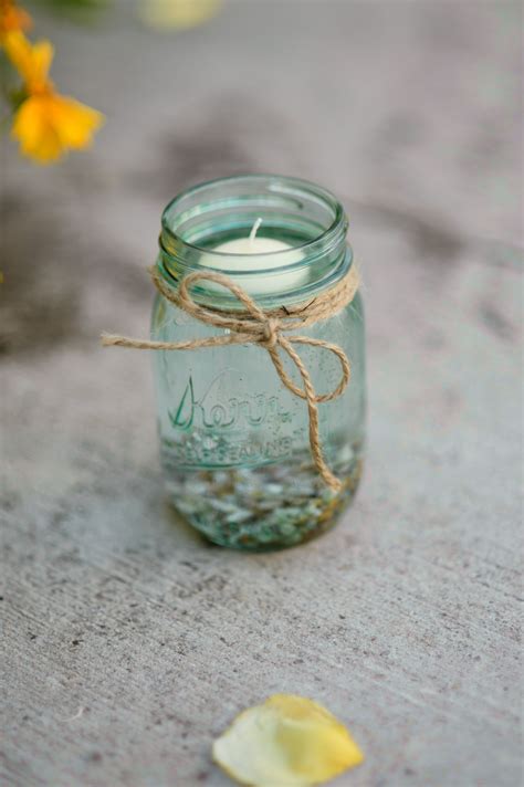 Mason Jar And Floating Candles Center Piece Please Wedding