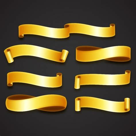 Premium Vector Set Of Golden Ribbons