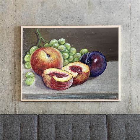 Peach On The Table Acrylic Painting 18 х 24 Cm Etsy In 2021