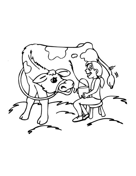 Desenho De Menina Ordenhando Vaca Para Colorir Tudodesenhos